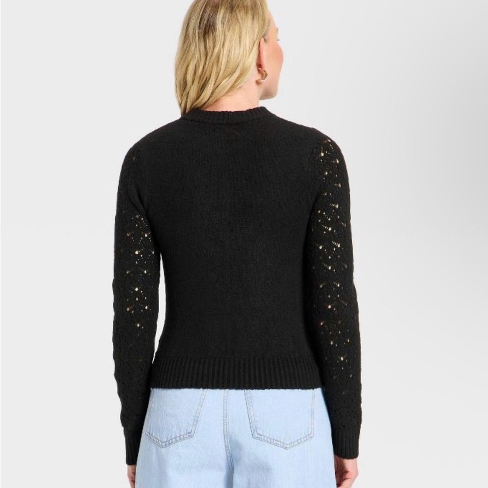 **NWT Universal Thread Black Open-Knit Crewneck S… - image 2